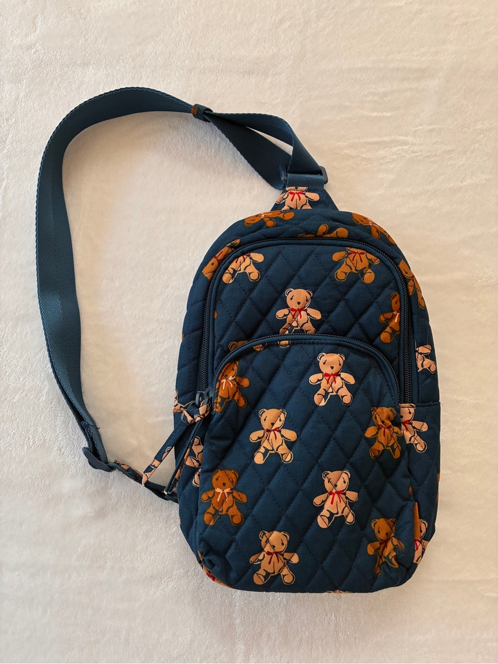 Vera Bradley-Navy Blue-Bunch of Bears Lorman Sling Back Pack- Quilted-Cute